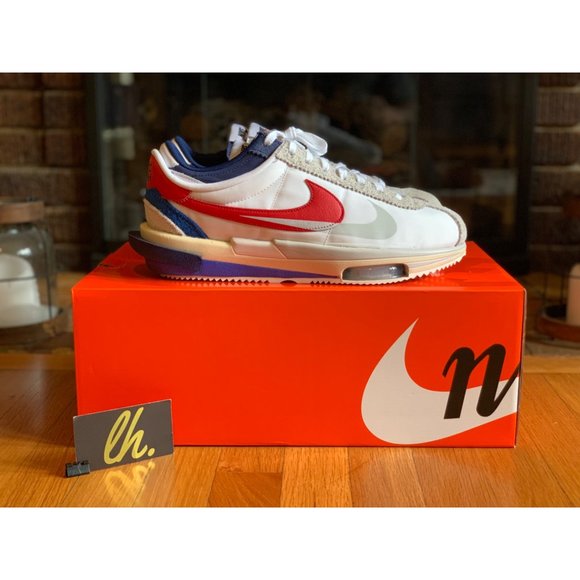 Size 11.5 Nike Zoom Cortez SP Sacai White University Red Blue DQ0581-100 - Picture 3 of 6